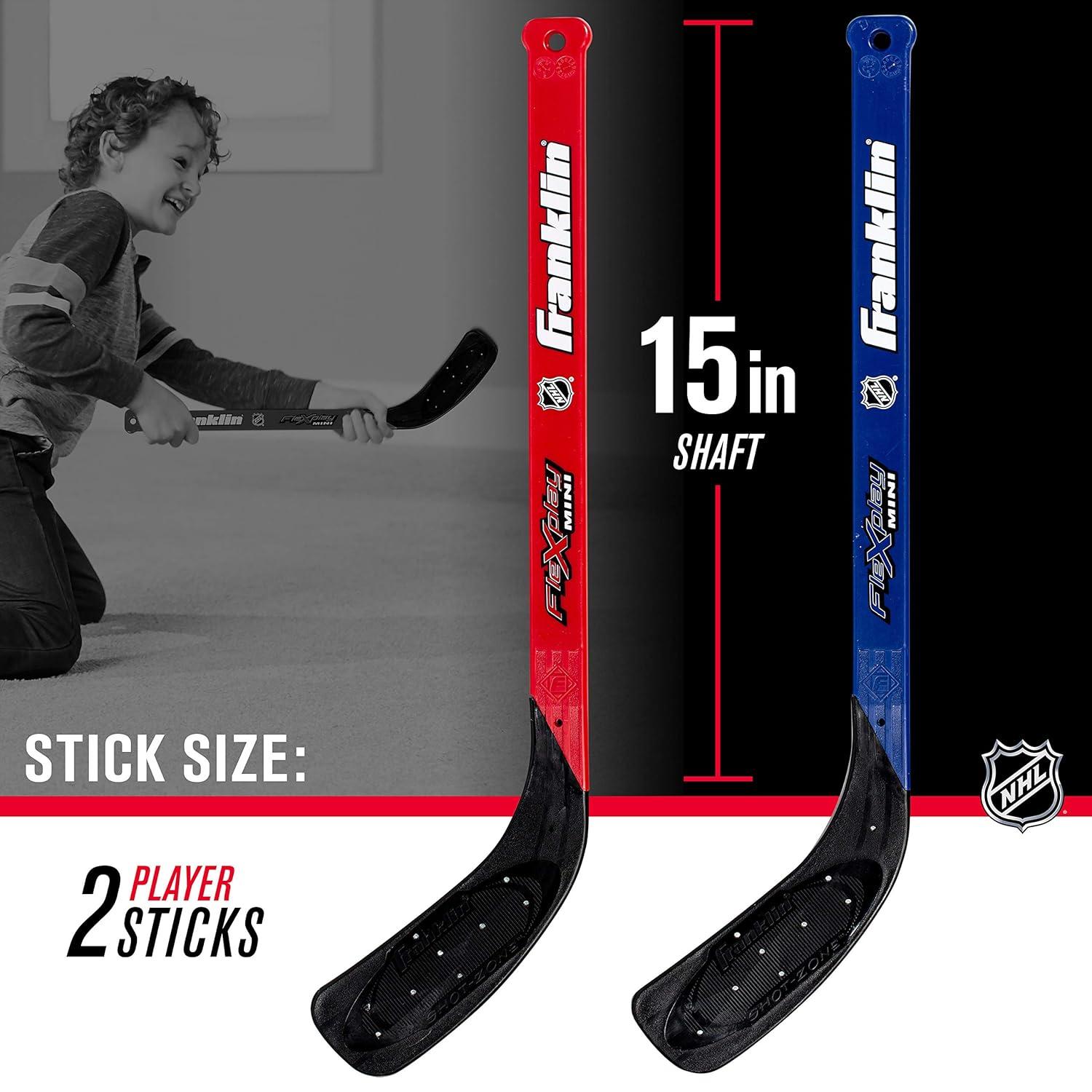 Franklin Sports NHL Mini Hockey Flex Stick and Ball Set - Play Knee Hockey Anytime Anywhere - Kids Toy Set - Includes 2 Mini Sticks + 2 Foam Balls