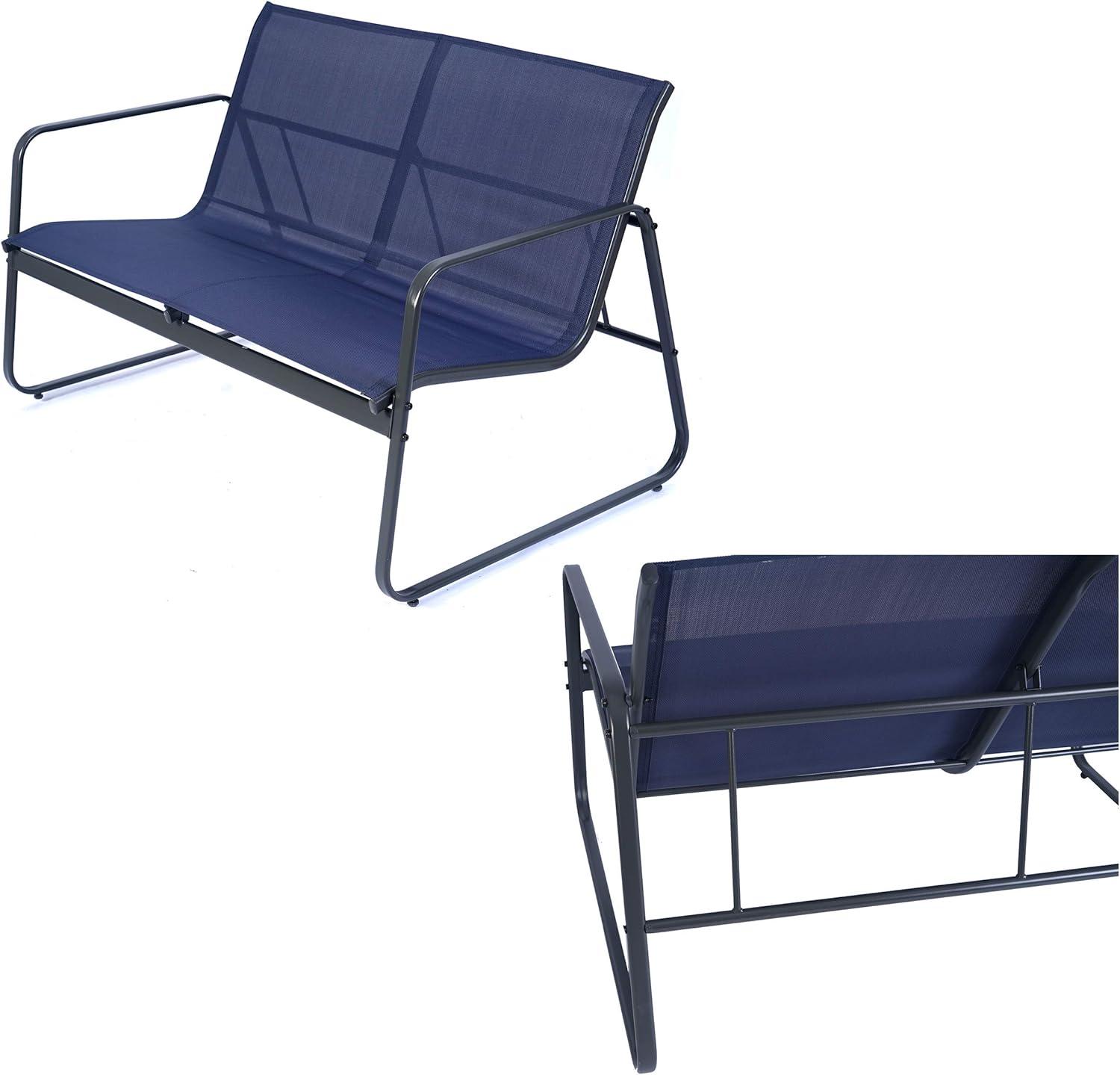 Kozyard Sofia Outdoor Metal Conversation Set 1 Love Seat, 2 Chairs and 1 Table ( Navy Blue )