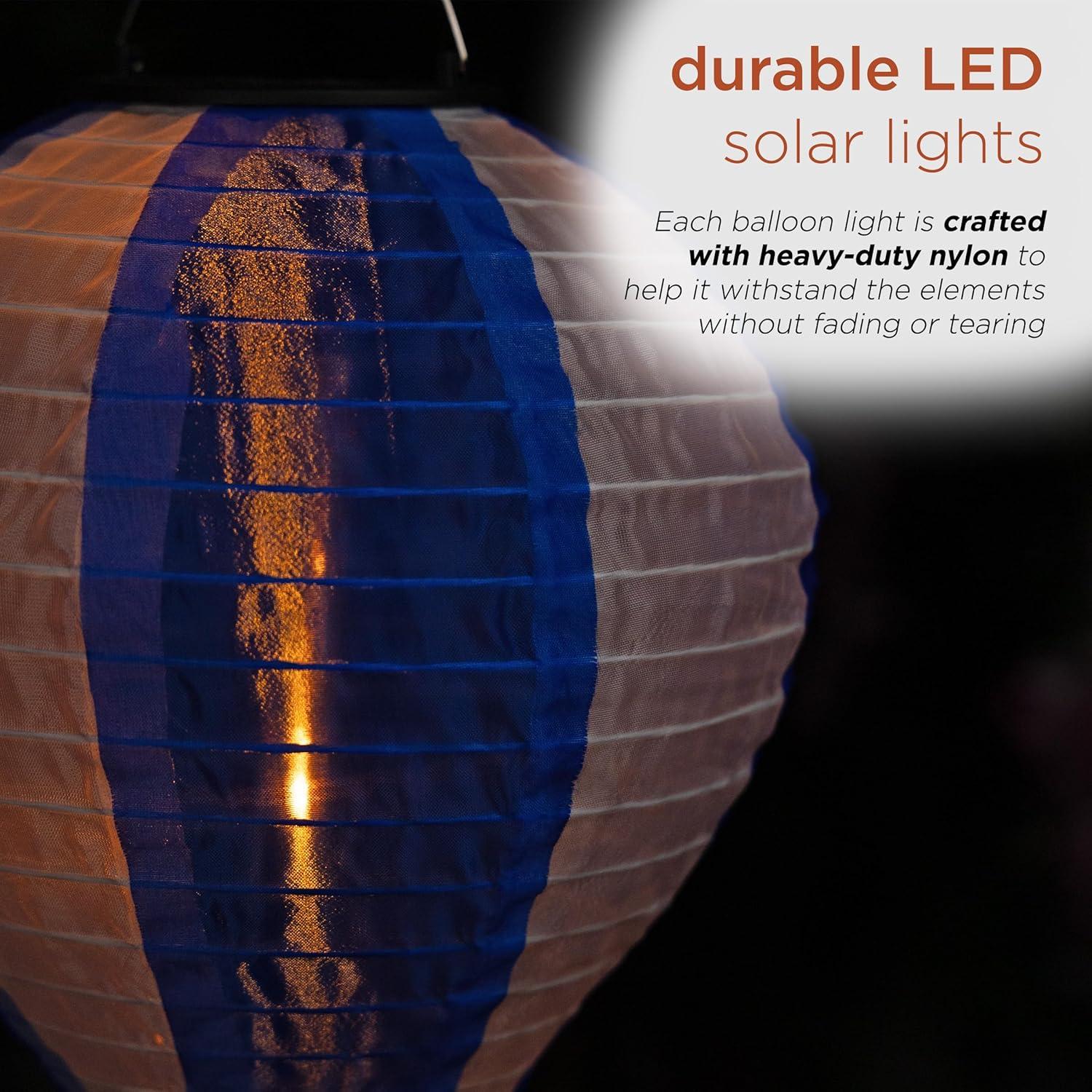 13"H Solar Hot Air Balloon with Flame LED Lights