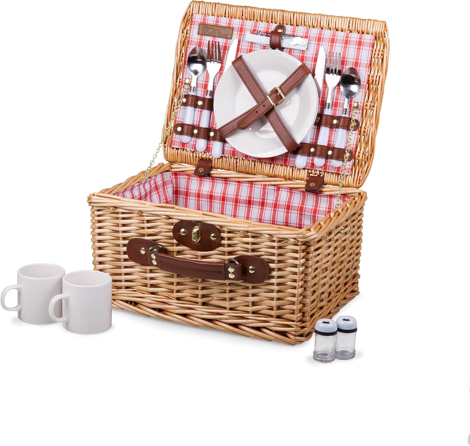 Picnic Time Catalina Wicker Picnic Basket with Picnic