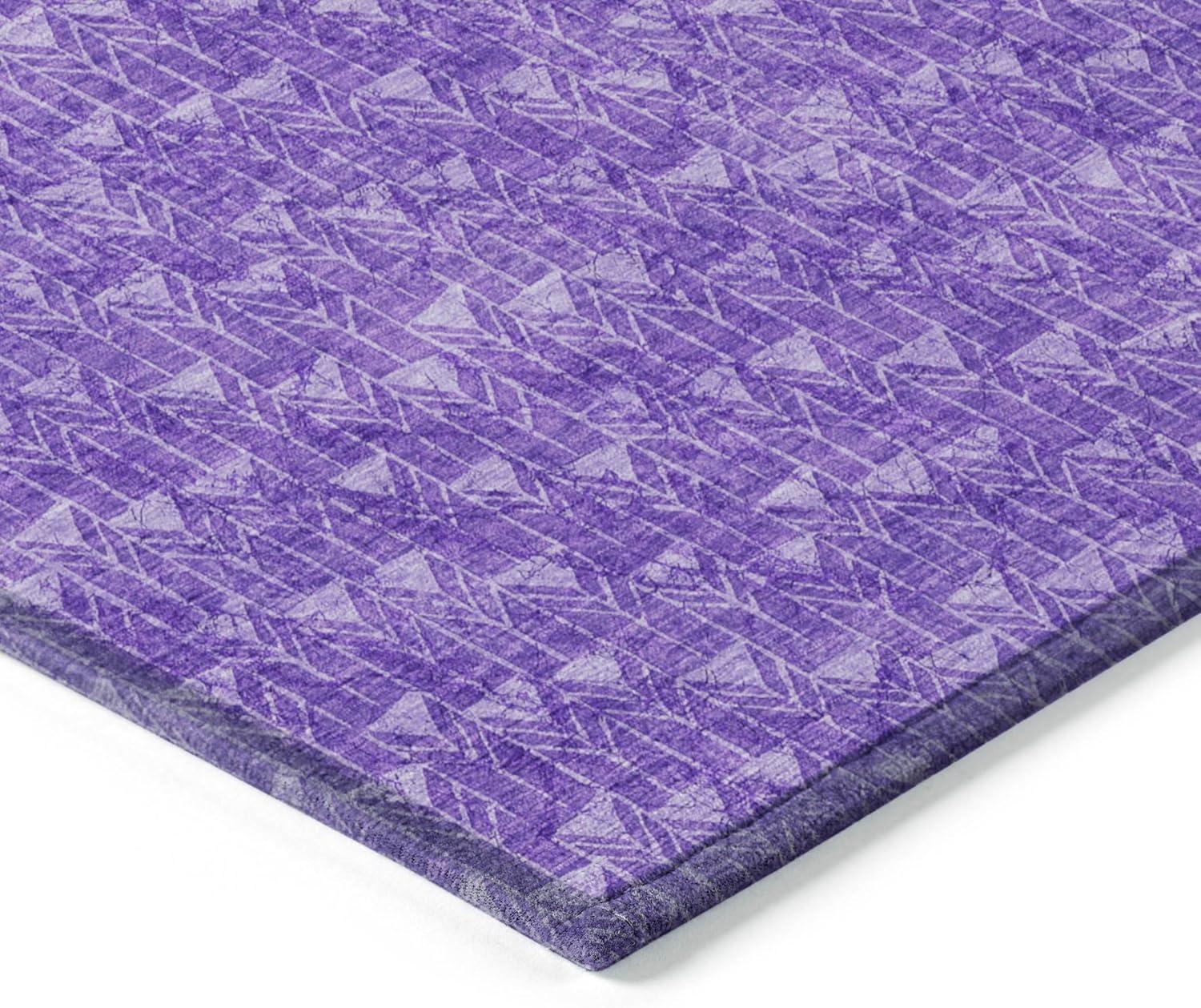 Purple Geometric Pattern Washable Synthetic Area Rug 3' x 5'