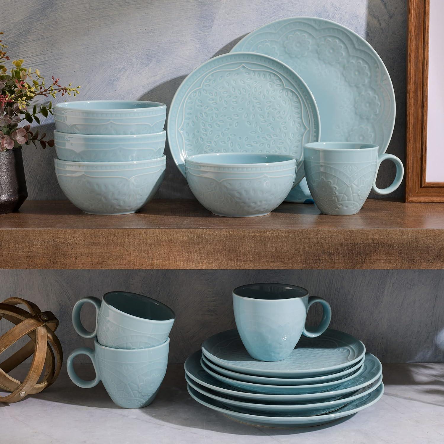 Gibson Elite Alemany 16-Piece Dinnerware Set - Aqua