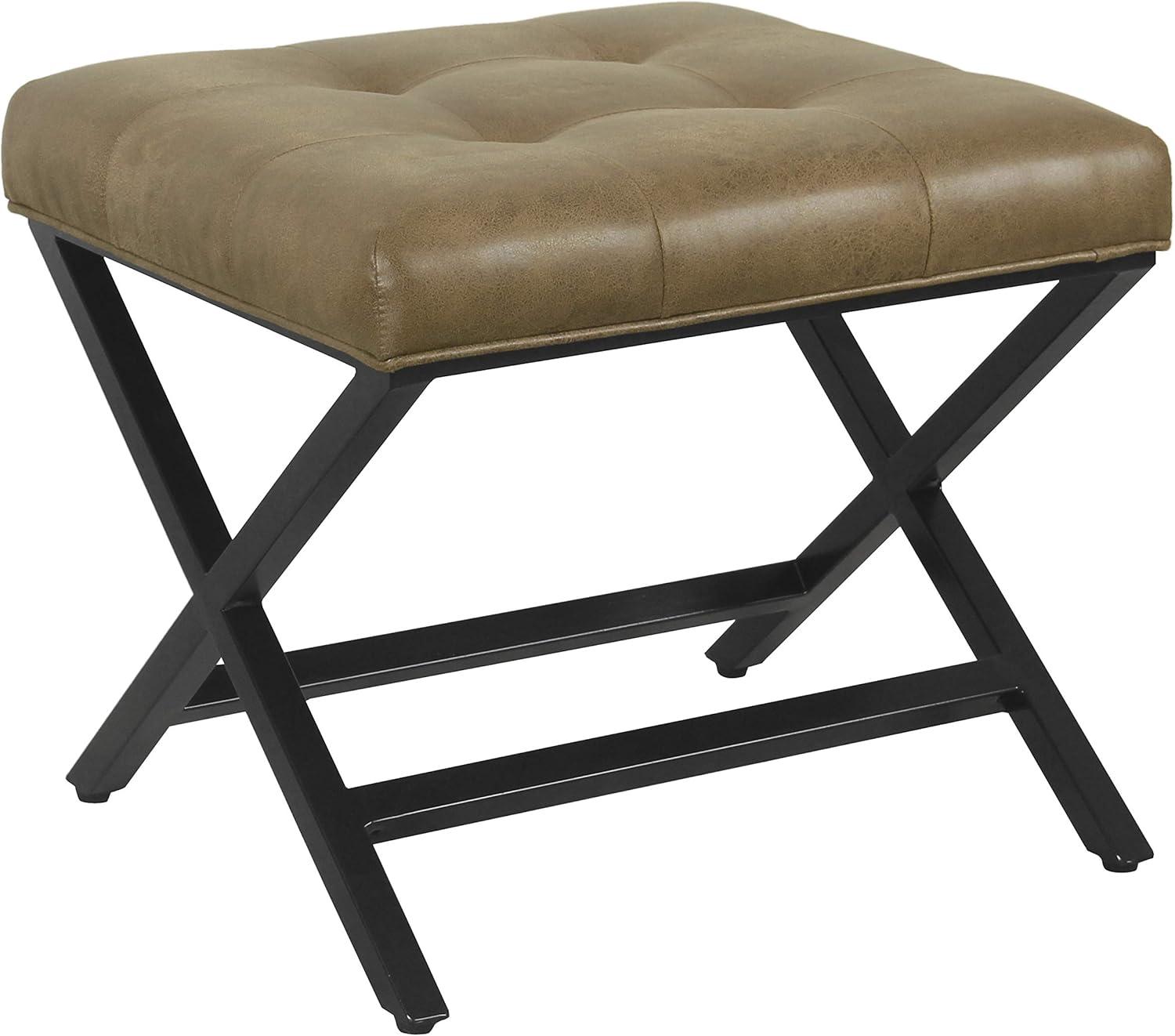 X-Design Bench Faux Leather Brown - HomePop: Modern Upholstered Ottoman, Bedroom Seating, 250lb Capacity