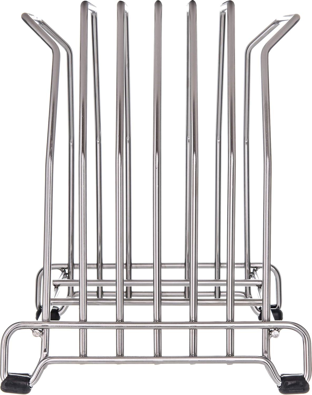 Silver Stainless Steel 6-Slot Cutting Board Storage Rack