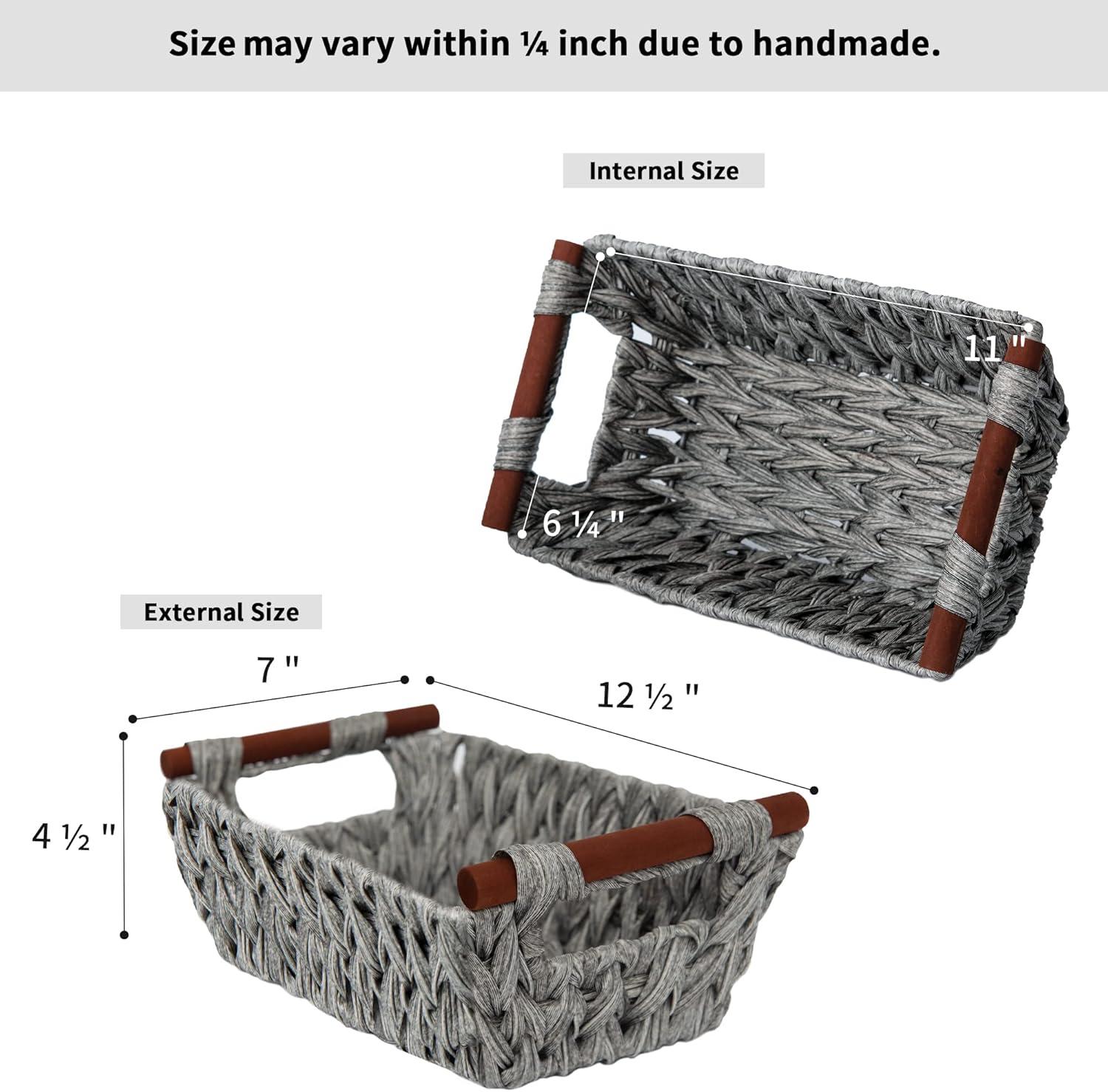 GRANNY SAYS Wicker Storage Baskets for Shelves, Trapezoid Woven Basket, Waterproof Storage Wicker Baskets for Organizing, Gray, 2-Pack