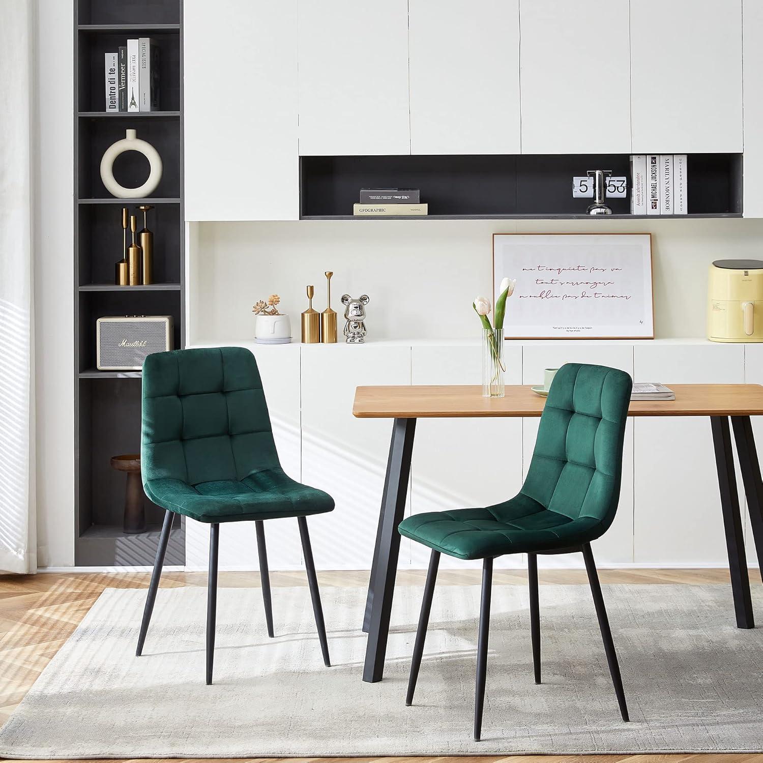 NORDICANA 5 Pieces Table Set for 4,49"Imitation Wood Table and 4 Seated Dining Chairs Upholstered, Metal Legs