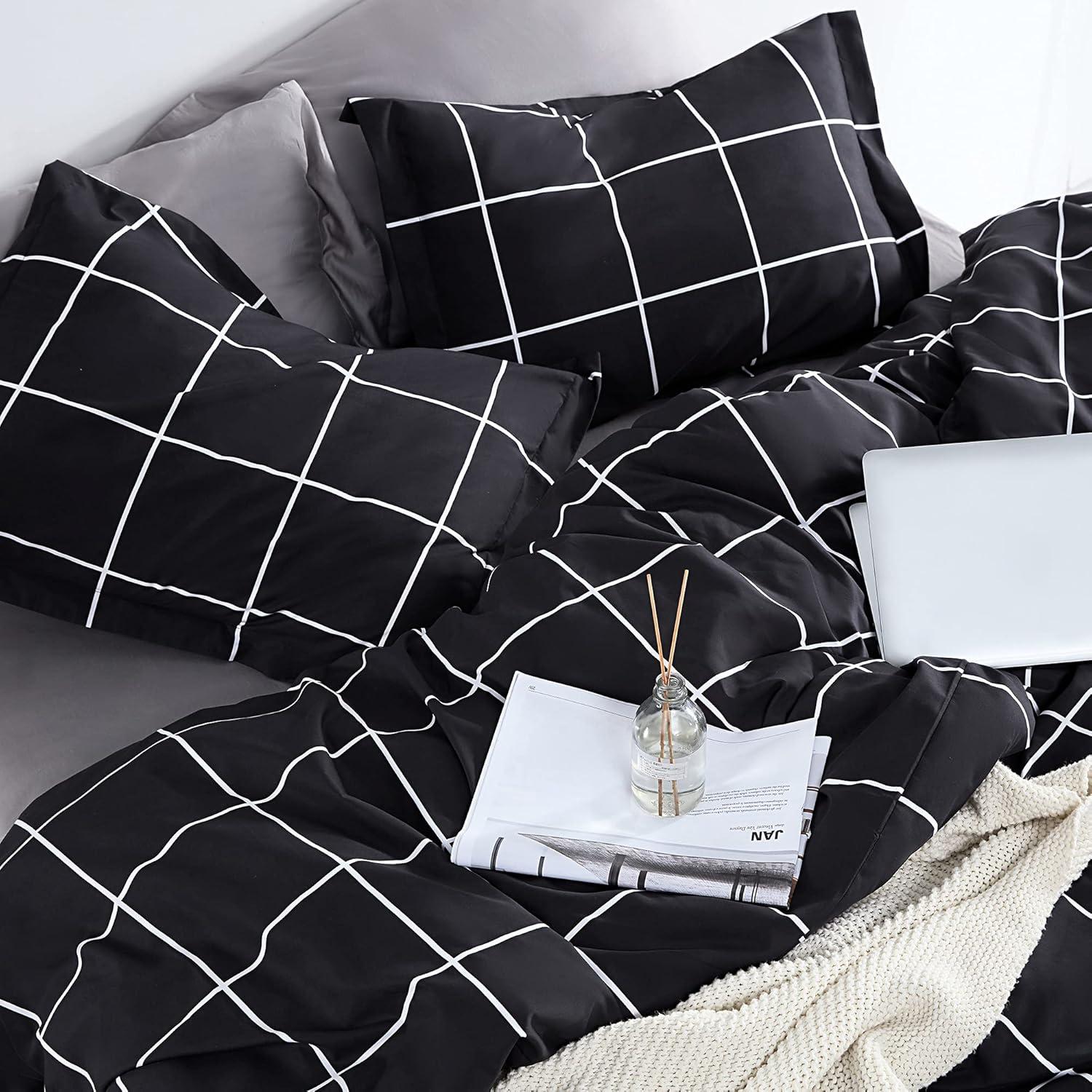 Sleep Zone Twill Plaid Duvet Cover Set