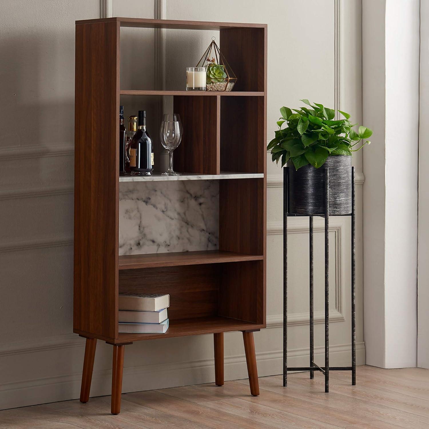 Mercer41 Carbone Marble-Look 5-Tier Display Bookcase Shelf