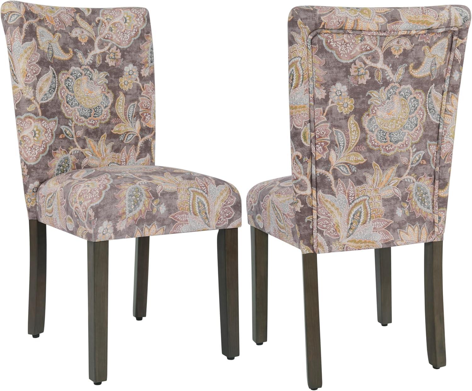 HomePop Parsons Classic Upholstered Accent Dining Chair, Set of 2, Multicolor Gray Floral