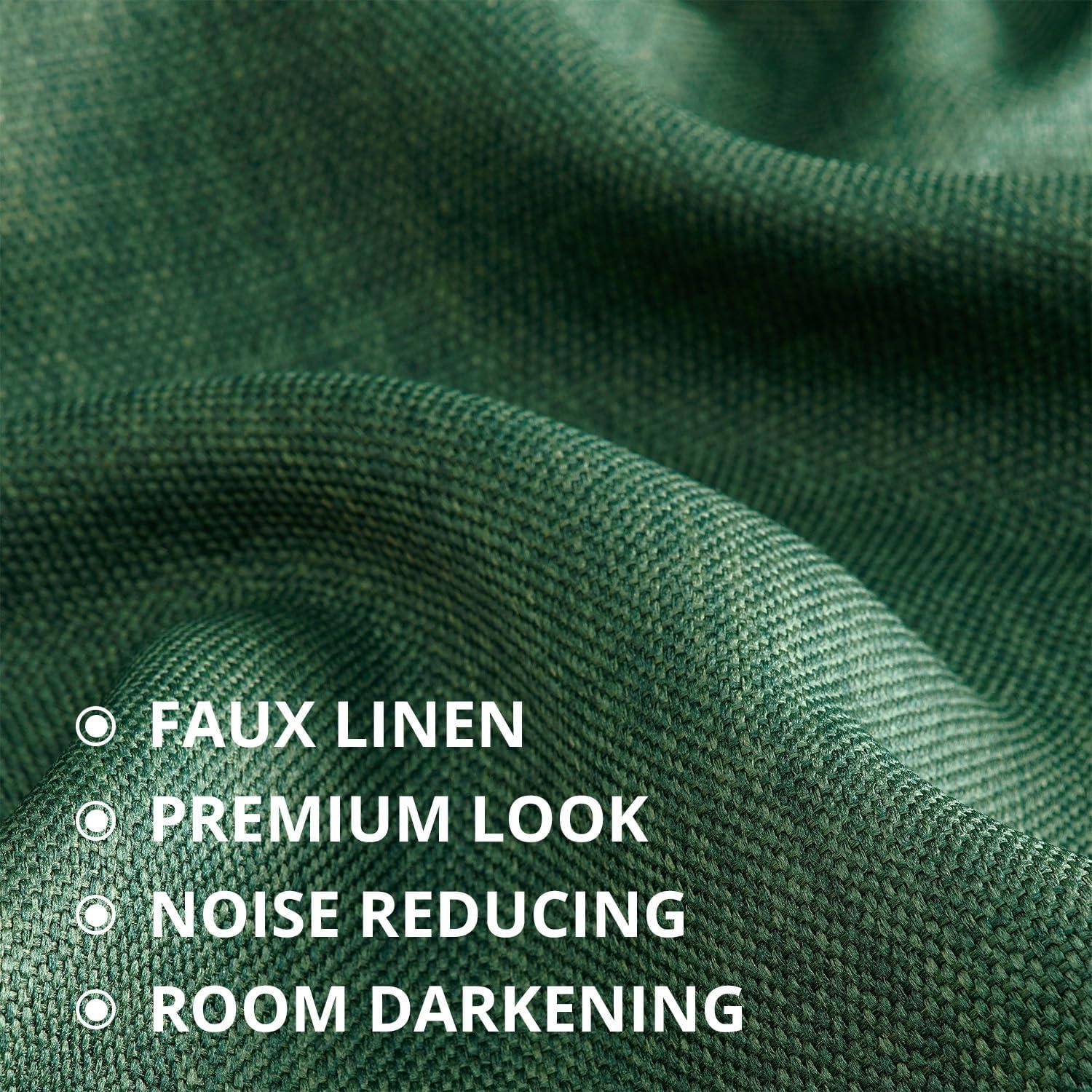 HPD Half Price Drapes Key Green Faux Linen Room Darkening Curtains for Bedroom & Living Room Curtains (1 Panel), Door & Window Curtains 84 inches long, Rod Pocket Curtains & Drapes, 50W X 84L