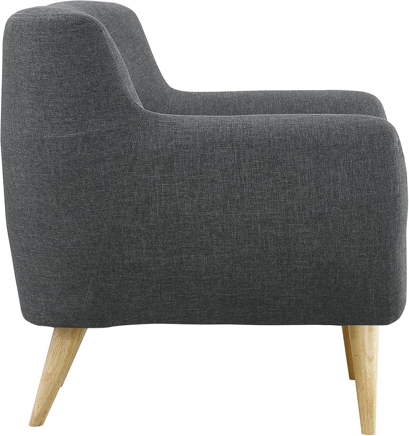 Gray Mid-Century Modern Upholstered Accent Chair with Wood Legs