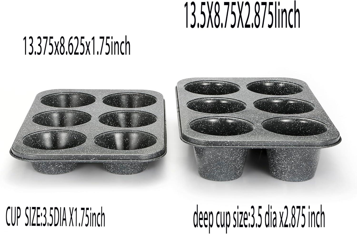 Gray Granite Non-Stick Jumbo 6-Cup Muffin Pan