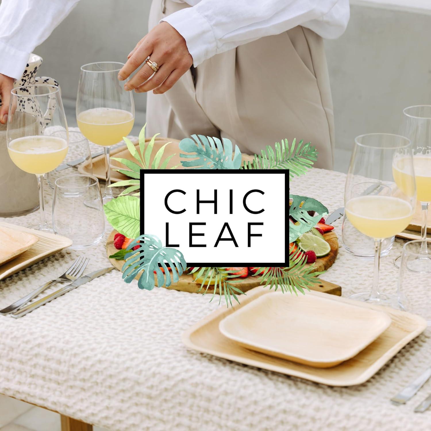 Chic Leaf Disposable Palm Leaf Trays, 17" x 12", 10 Pack, Compostable, Eco-Friendly Platters Charcuterie Board