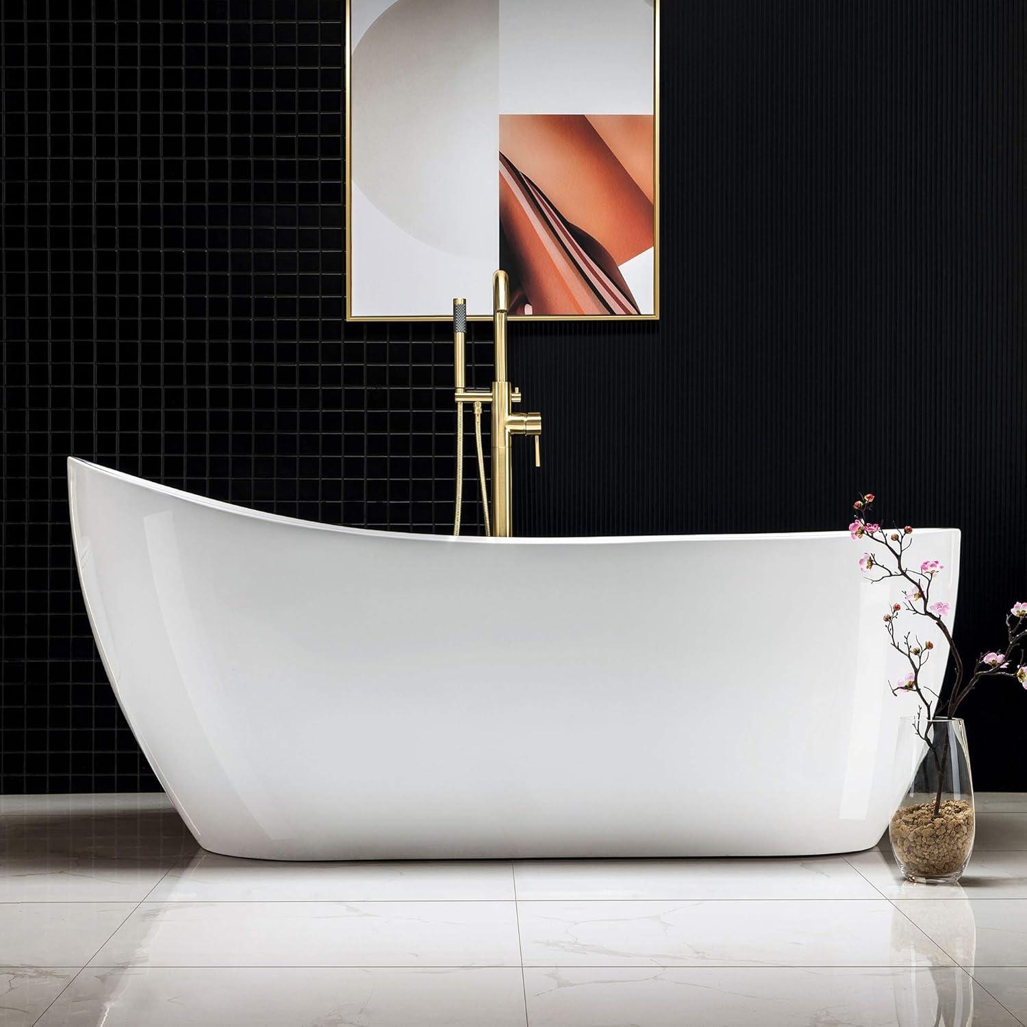 WoodBridge 67'' x 31.5'' Freestanding Soaking Acrylic Bathtub W-B0010-BG