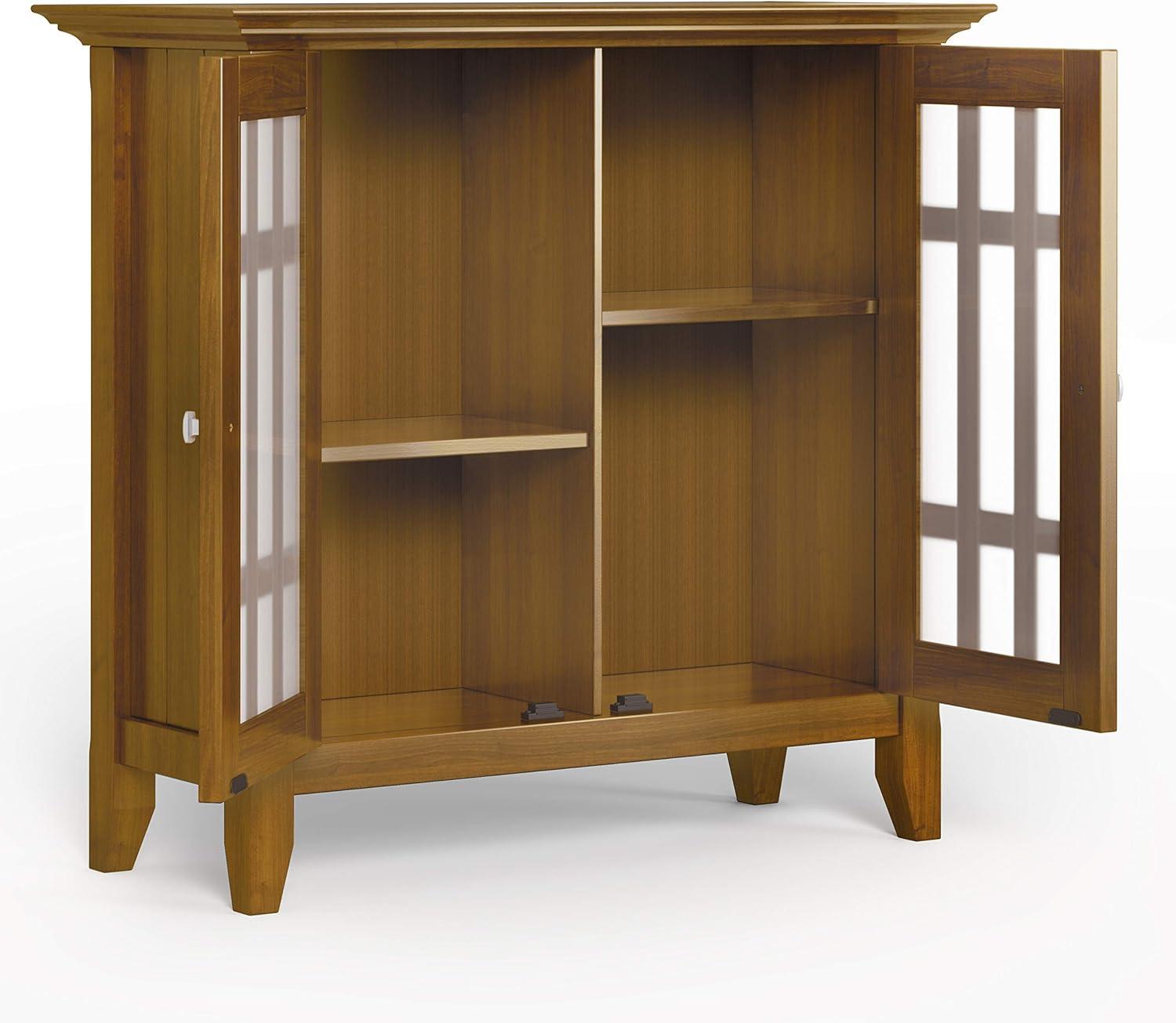 Bedford Light Golden Brown Pine Media Cabinet with Glass Doors