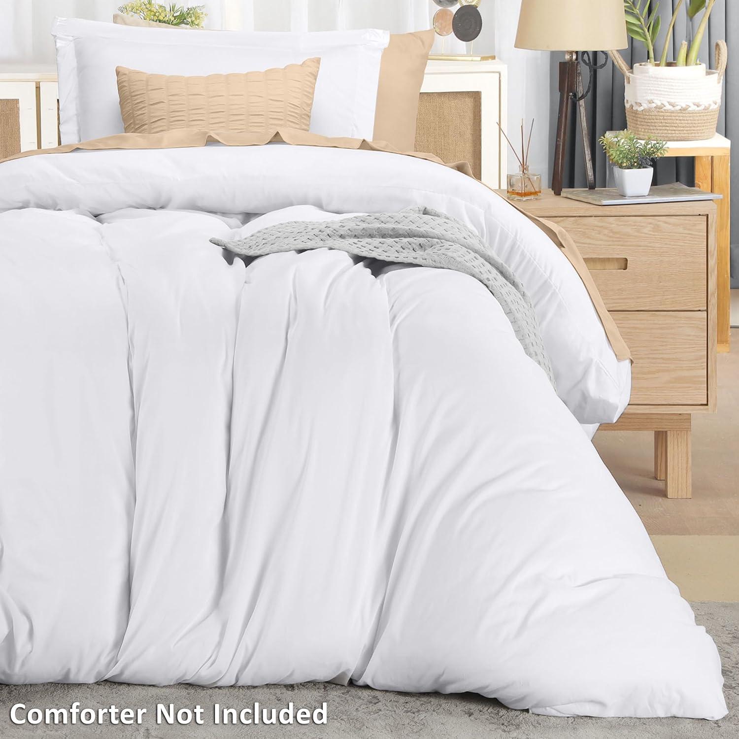 Utopia Bedding Duvet Cover Twin Size - 2 Piece with Zipper Closure - 1 Comforter Cover 68X90 Inches & 1 Pillow Sham 20X26 Inches (White) Comforter Not Included