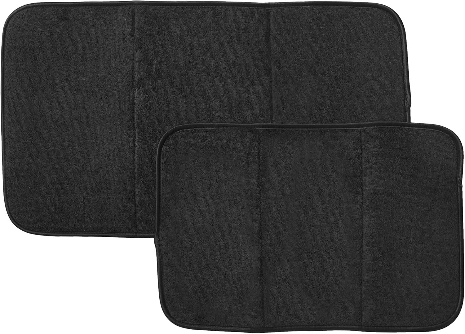 Black Microfiber Reversible Foldable Dish Drying Mat Set