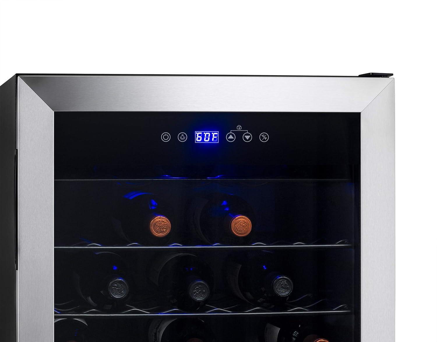 Newair 50 Bottle Freestanding Wine Refrigerator in Stainless Steel with Adjustable Shelves