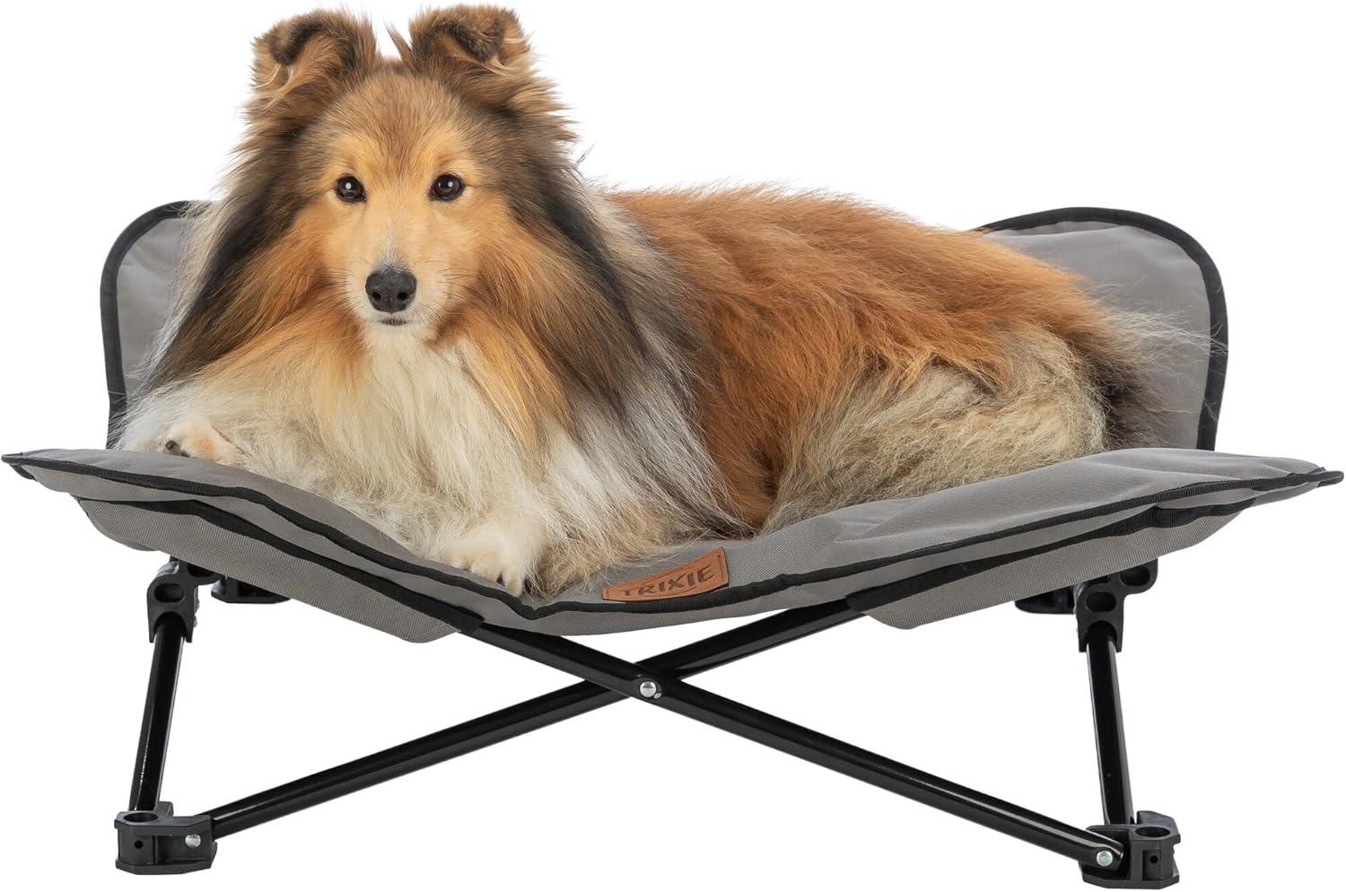 TRIXIE TRIXIE Camping Cot for Dogs, Elevated Dog Bed, Folding Padded Pet Bed, Raised Travel Lounger for Dogs
