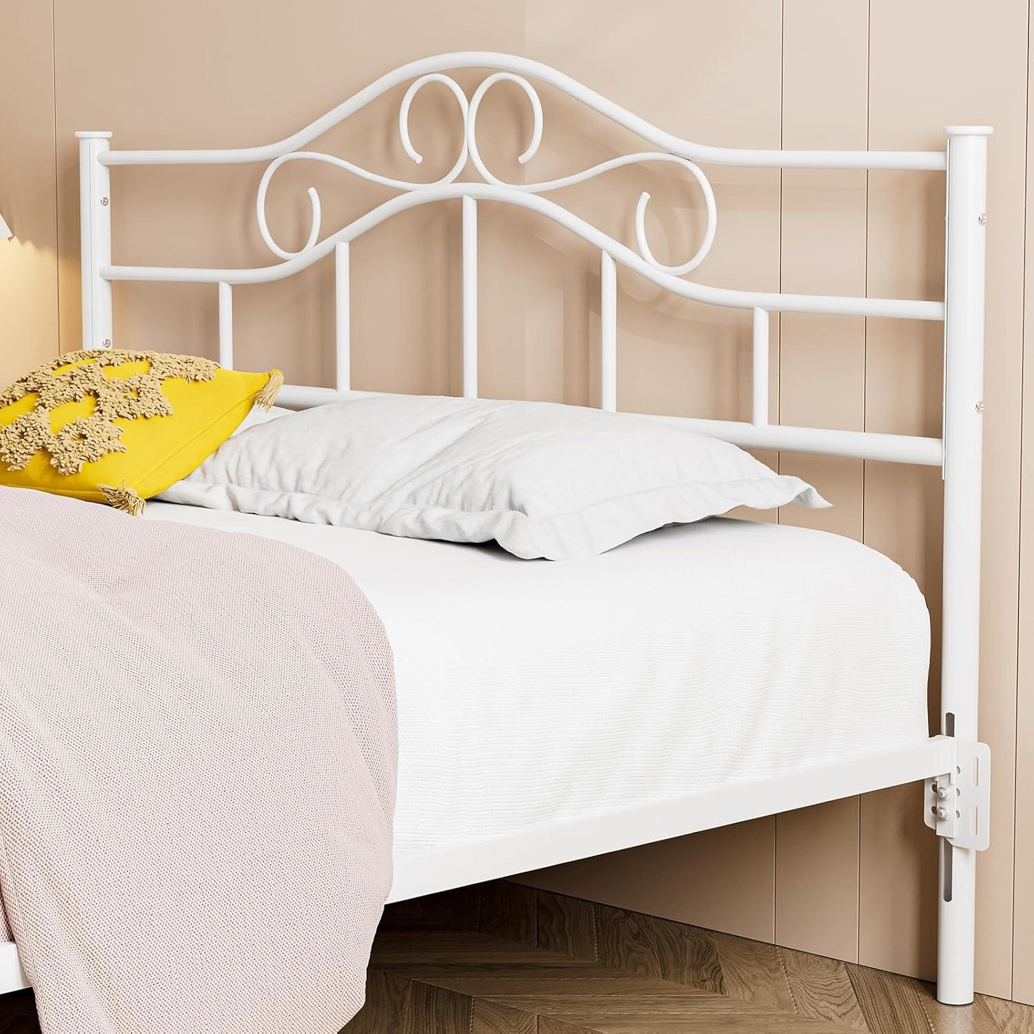 Red Barrel Studio® Anary Metal Headboard, Adjustable Height, Steel Curved Headboard , Farmhouse Scrollwork Design