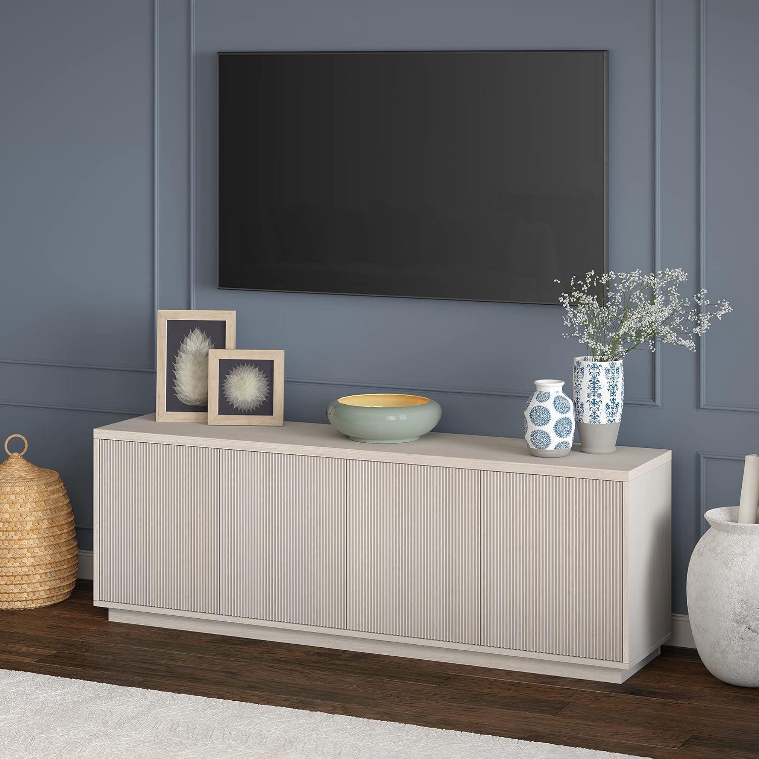 Evelyn&Zoe Hanson Rectangular TV Stand for TV's up to 75", Alder White