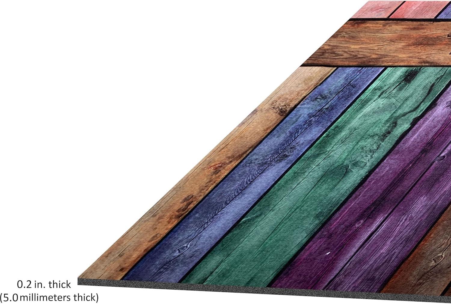 Colorful Plank Multicolor Rubber Outdoor Doormat 18" x 30"