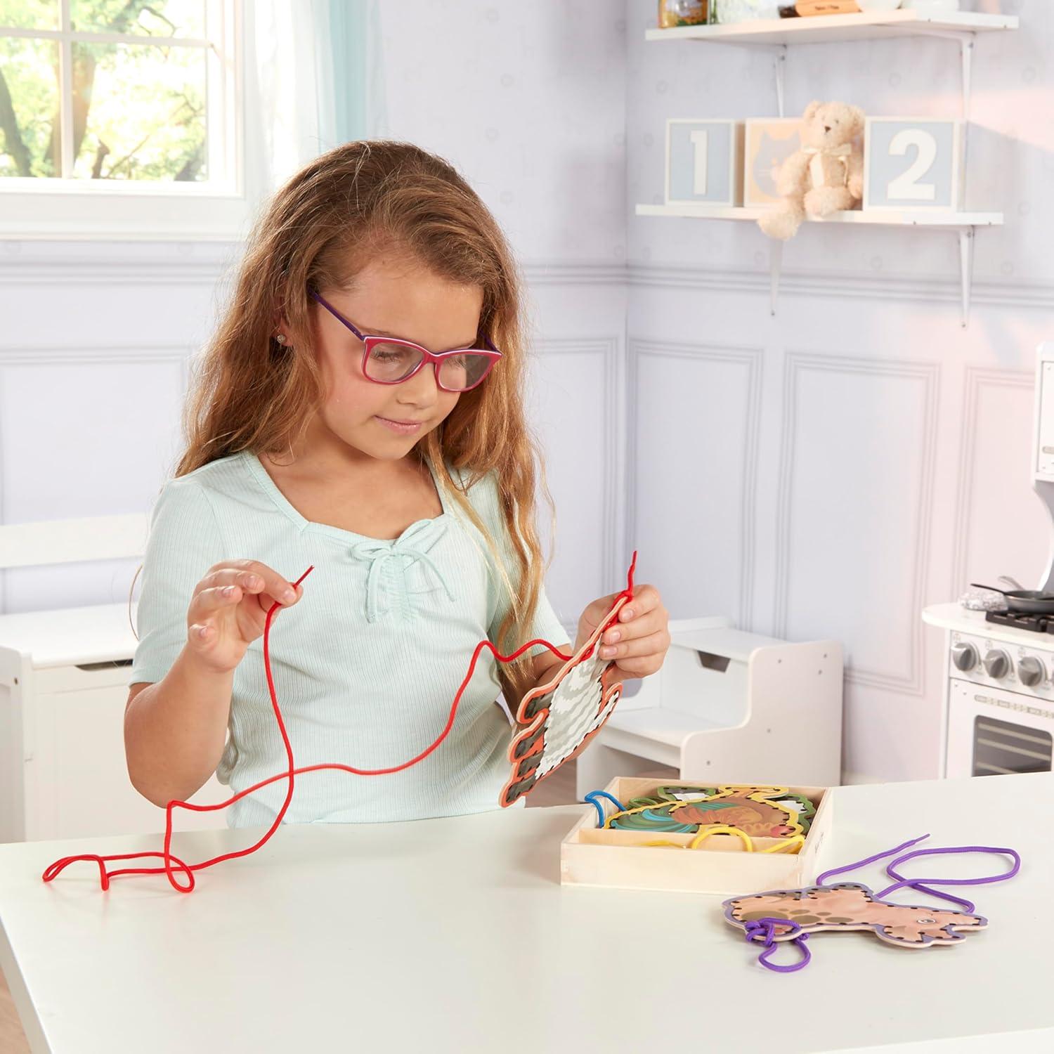 Melissa & Doug Lace and Trace Activity Set: 5 Wooden Panels and 5 Matching Laces - Farm