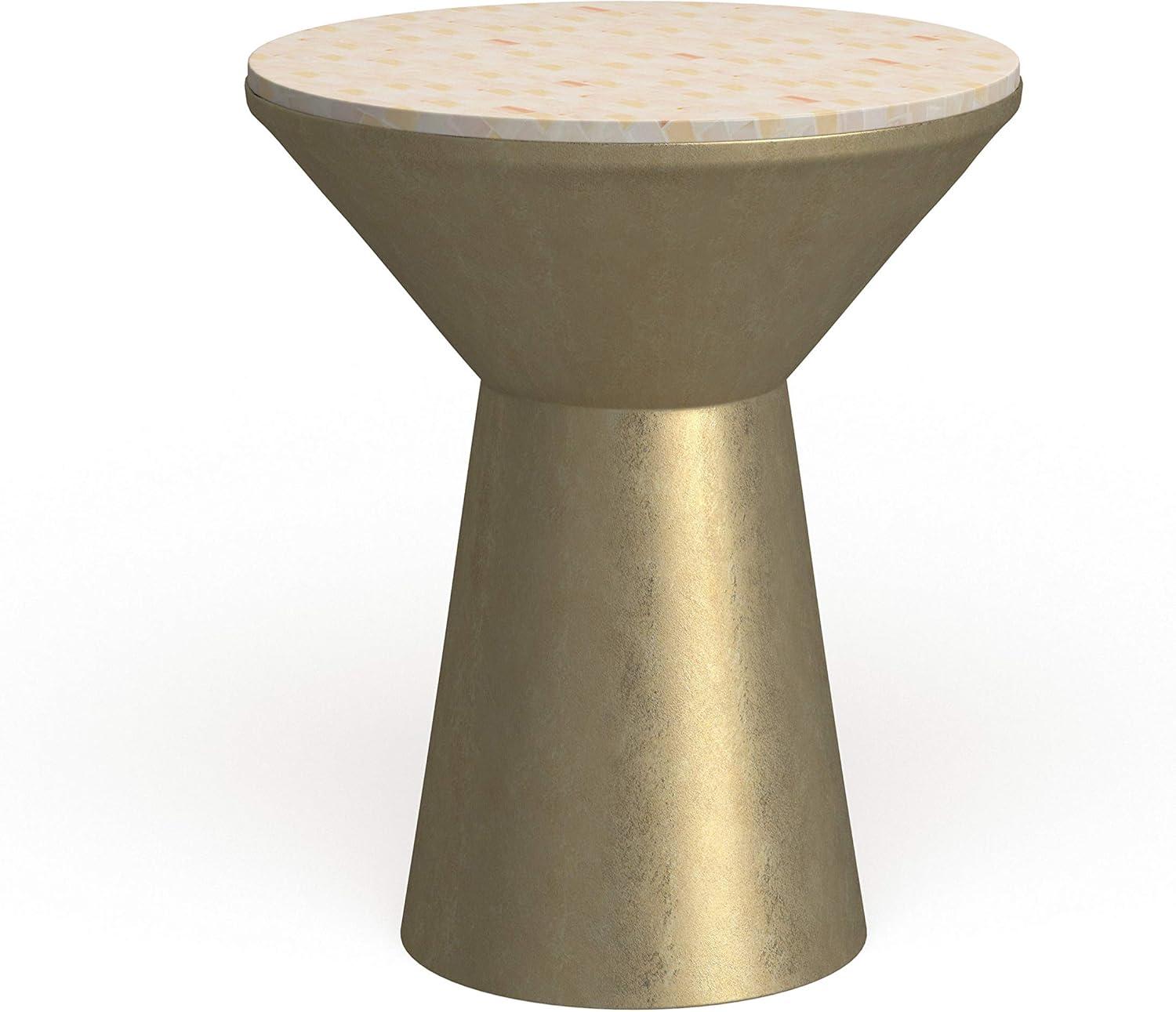 Fae Mosaic Top Round Side Table - Pink Champagne/Gold - Safavieh.