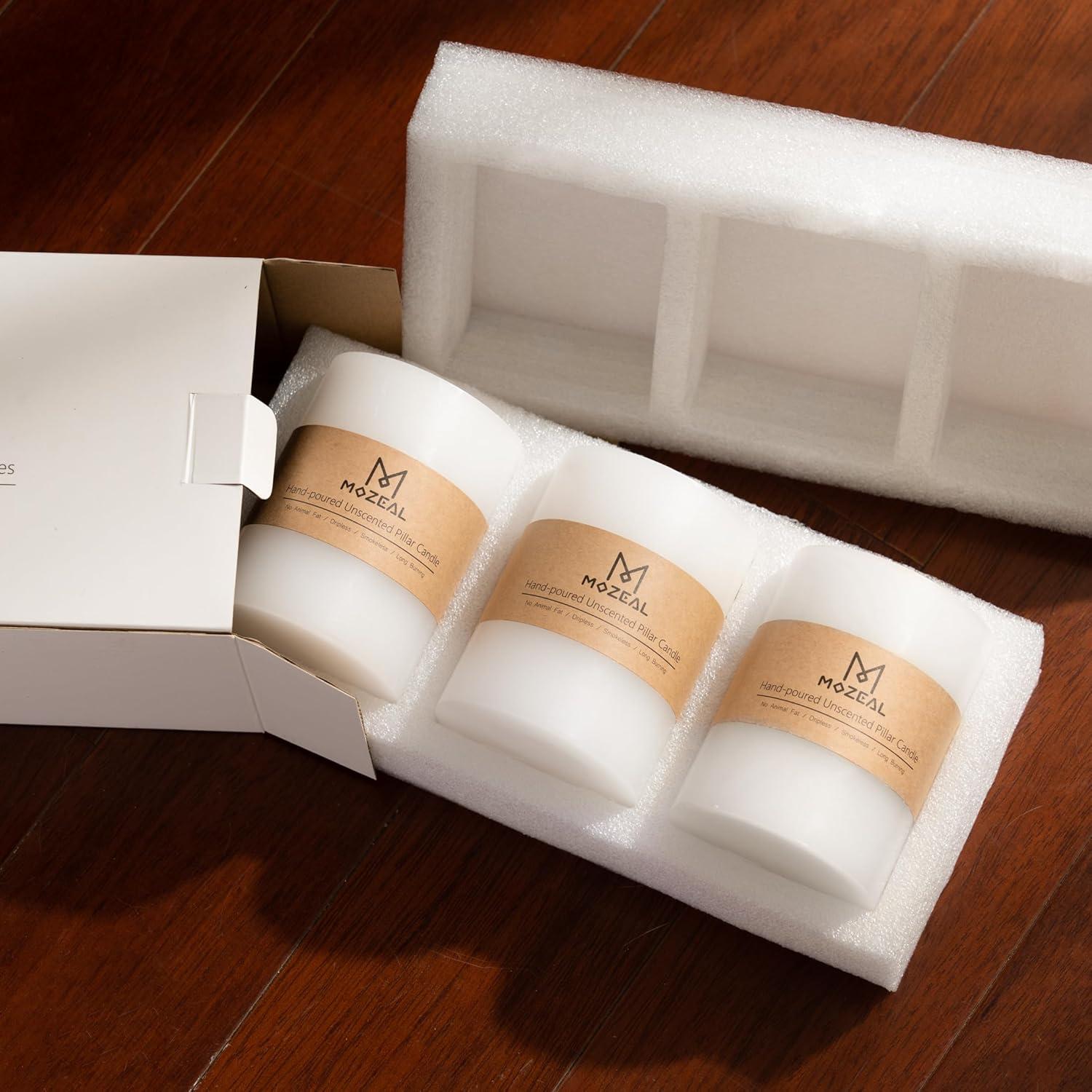 MOZEAL 3" x 8" Hand-Poured Unscented Large Candle,Smokeless Rustic Pillar Candle Set of 2,Slow Burn,No Drip,Approx 150 Hours Burning,Wedding,Dinner,Christmas and Home Decorative,Tall Dark Red Candle