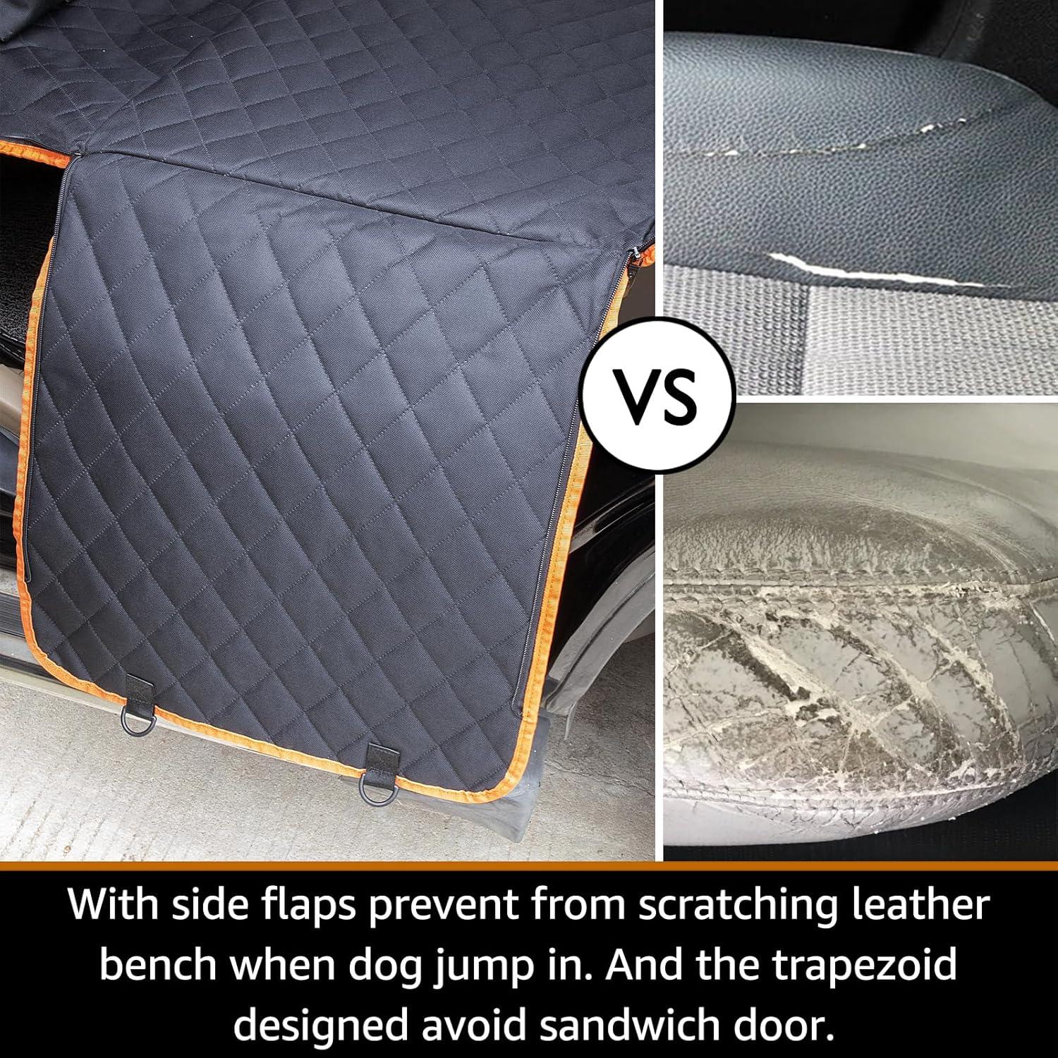 Standard Black Waterproof Dog Car Seat Cover with Side Flaps