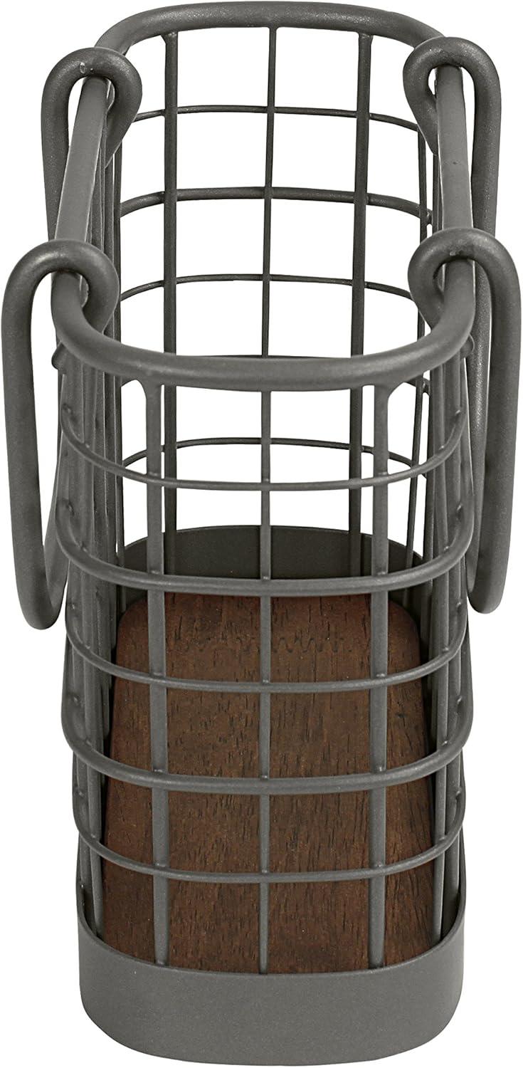 Industrial Gray Metal and Wood Vertical Napkin Holder