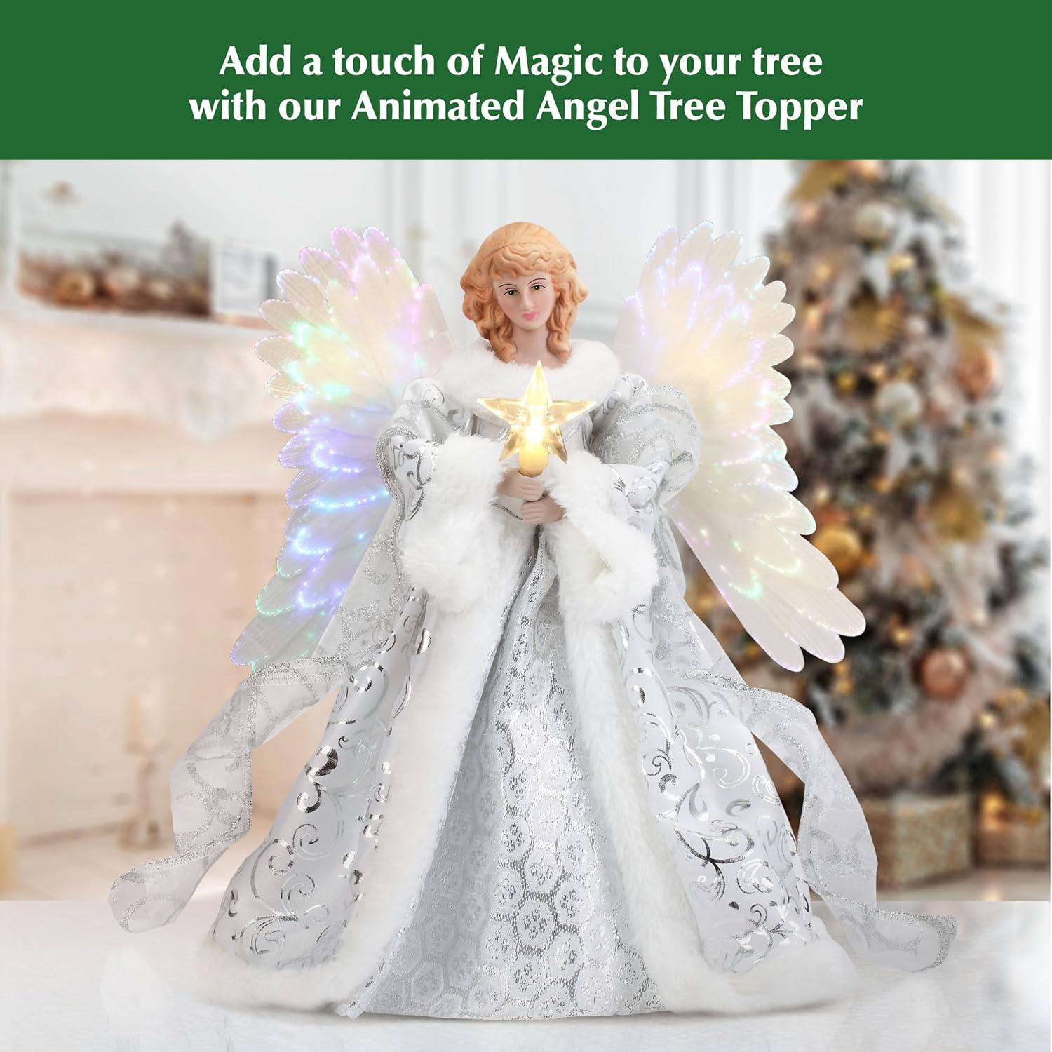 Mr. Christmas 12" Fiber Optic Animated Tree Topper - Celestial Angel