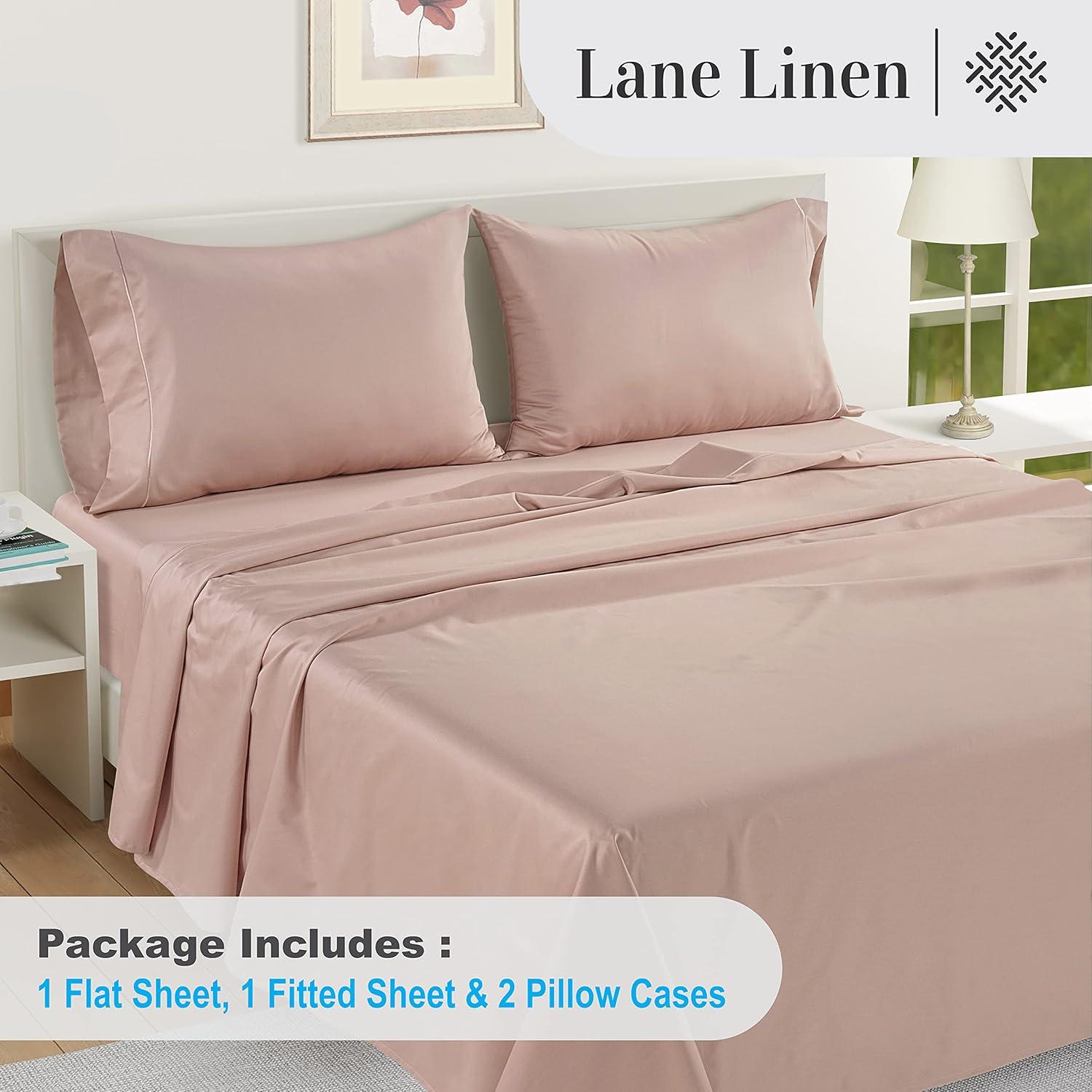 LANE LINEN Luxury 100% Egyptian Cotton Bed Sheets King Size, Fully Elasticized Reinforced 16 Inch Extra Deep Pocket King Sheets, Soft & Comfy Sateen Weave for Silky Finish-Sepia Rose