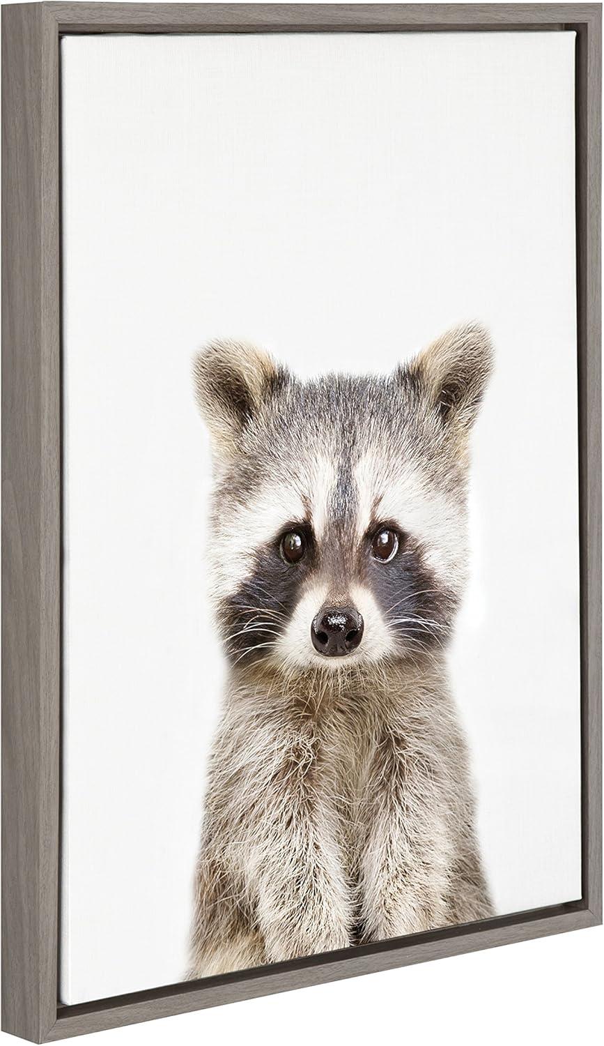 Sylvie Raccoon Framed Canvas by Amy Peterson - Kate and Laurel