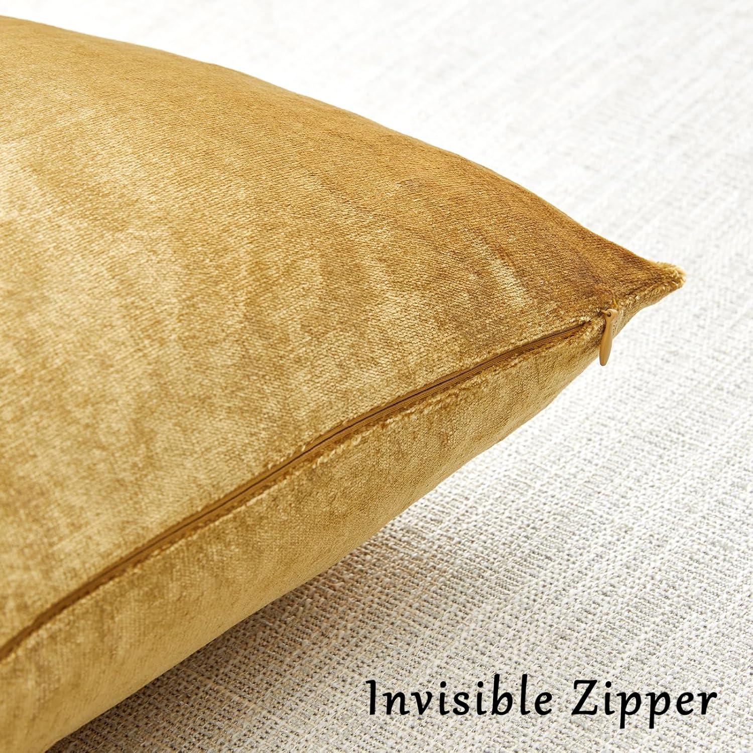 GIGIZAZA Gold Velvet Decorative 20x20 Throw Pillow Covers for Sofa Bed 2 Pack Soft Cushion Cover