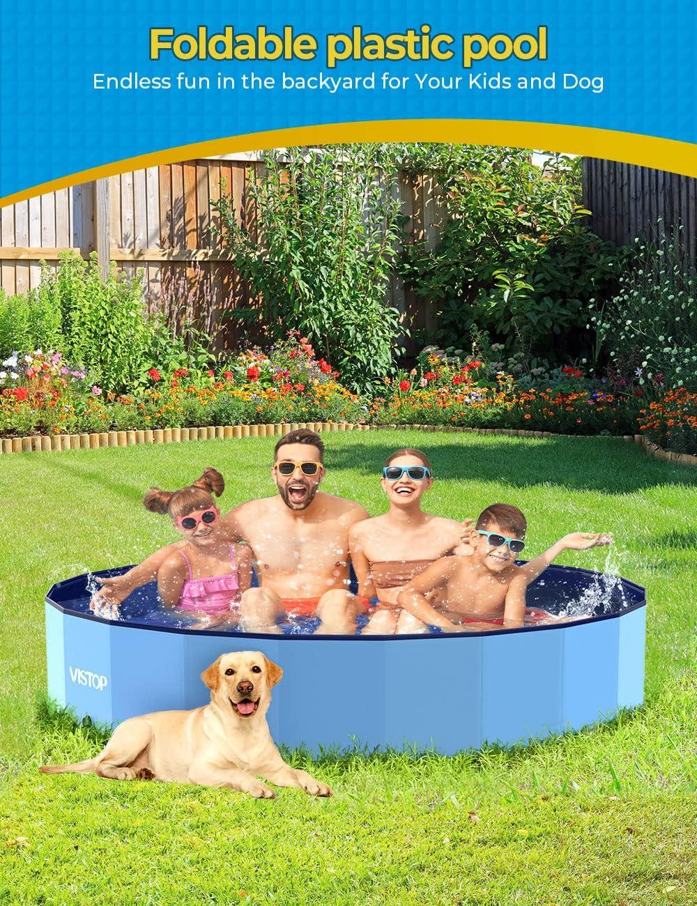 Large Blue Foldable Round PVC Dog and Kiddie Pool