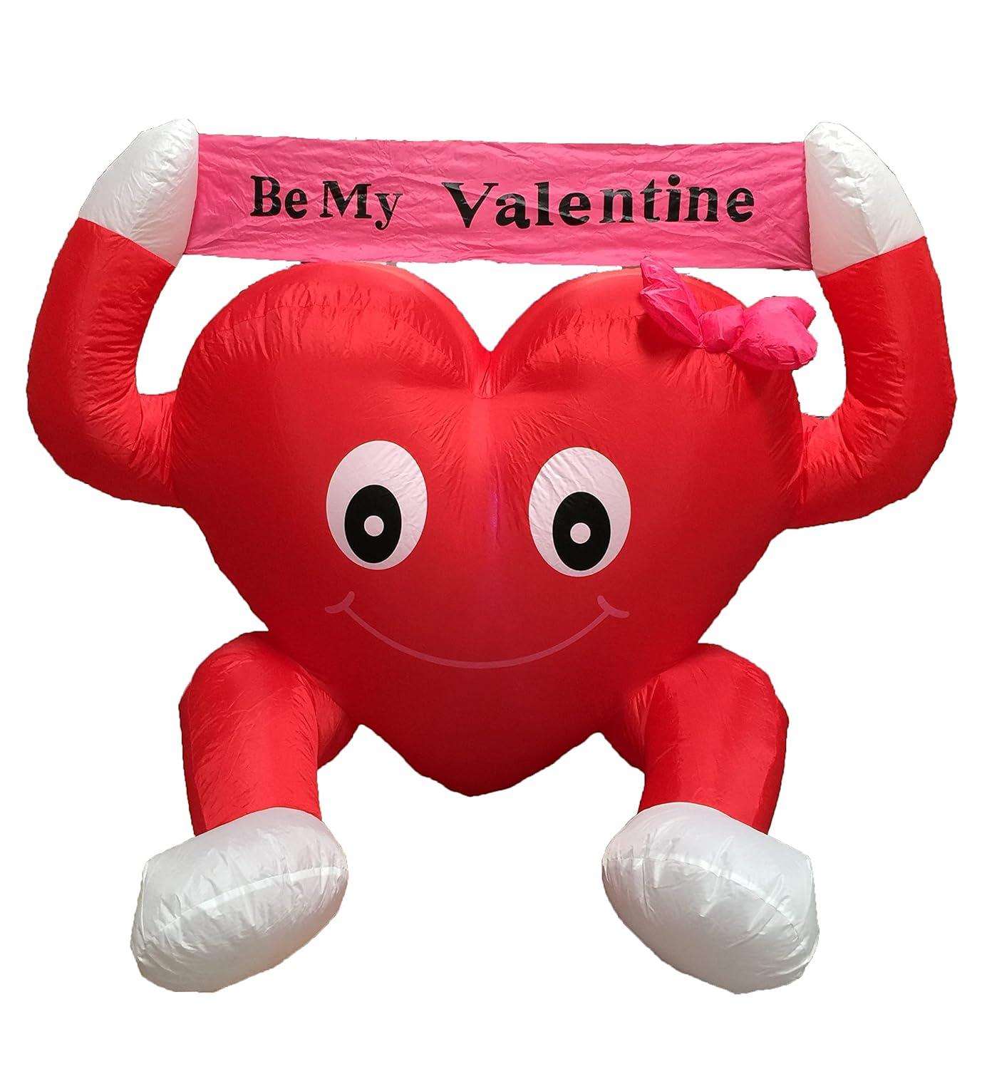 The Holiday Aisle® 4 Foot Tall Lighted Happy Valentine's Day Inflatable Cute Lovely Heart Be My Valentine Romantic Sweetheart Indoor / Outdoor Blow Up Yard Decoration