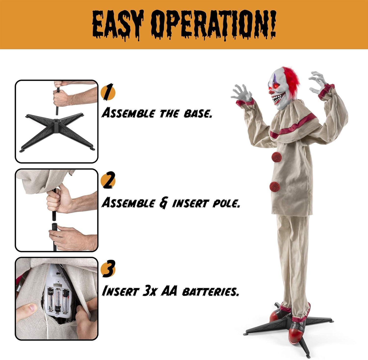 Best Choice Products Funhouse Freddy The Motion Activated Animatronic Killer Clown Halloween Prop w/ Pre-Recorded Lines