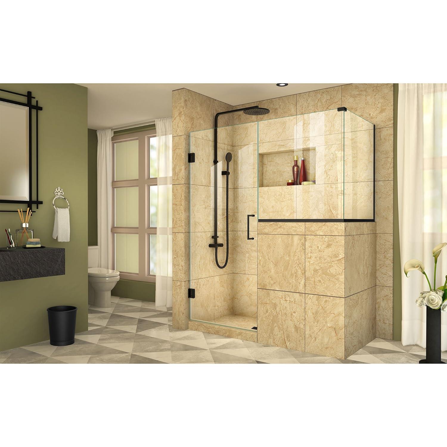 DreamLine Unidoor Plus 47" W x 36.375" D x 72" H Frameless Pivot Rectangle Shower Enclosure with Fixed Panel SHEN-2423243636-09