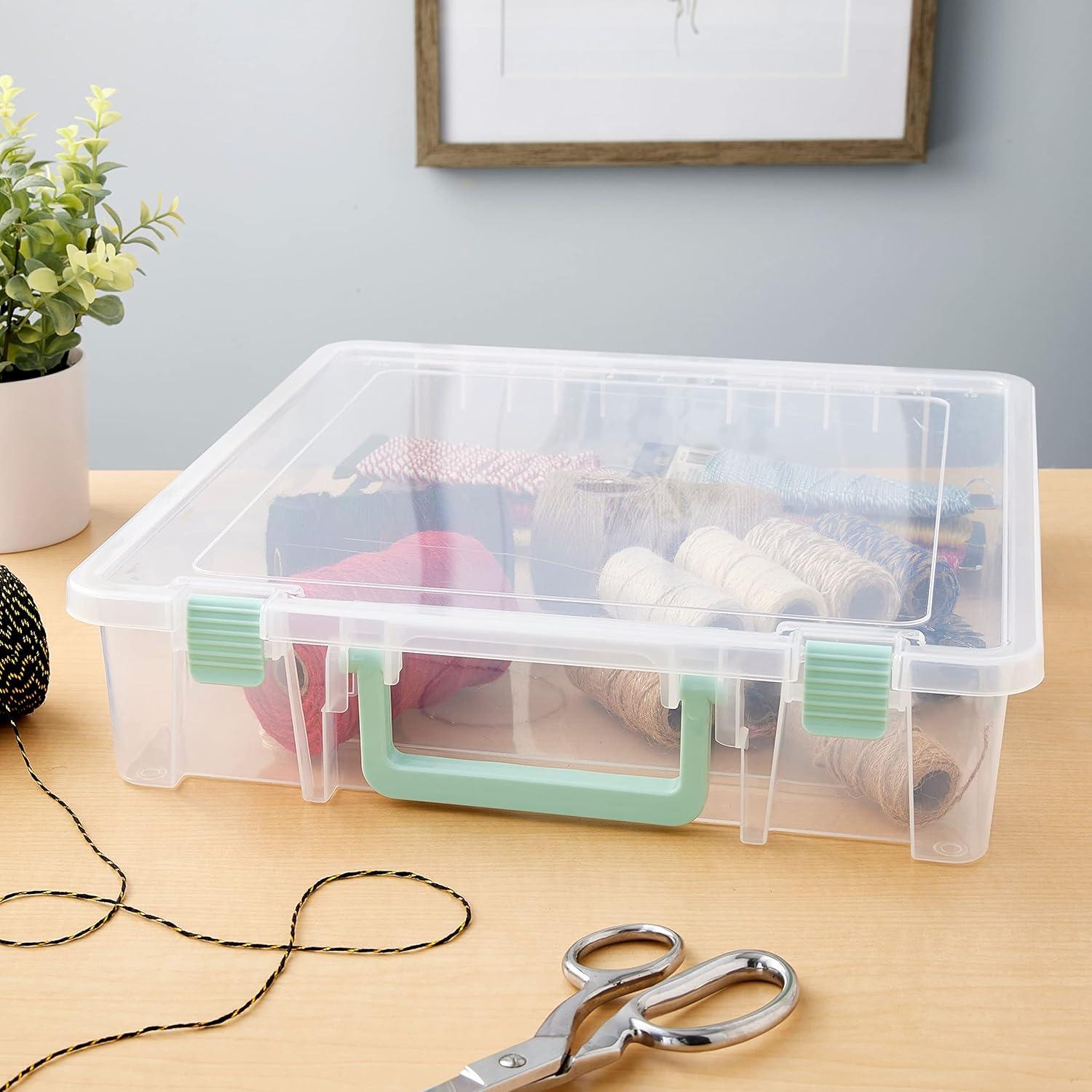 Clear Stackable Plastic Lidded Storage Boxes with Handles, 6-Pack