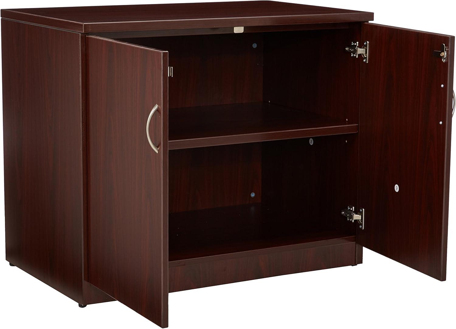 Lorell Essentials 2 Door Laminate Storage Cabinet in Mahogany