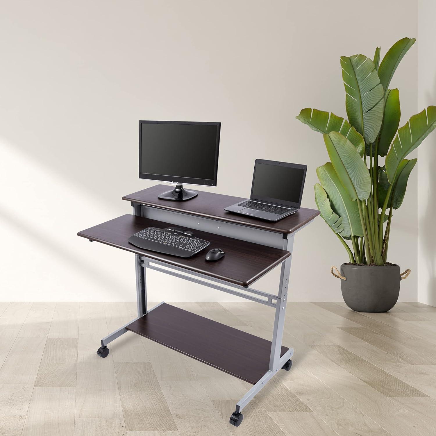 Stand Up Desk Store Rolling Adjustable Height Two Tier Standing Desk Computer Workstation