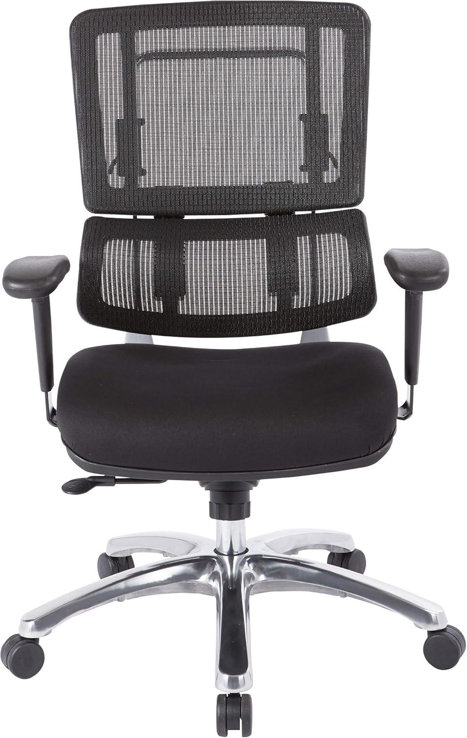 Vertical Black Mesh Back and Coal Black Fabric Seat with Polished Aluminum Base