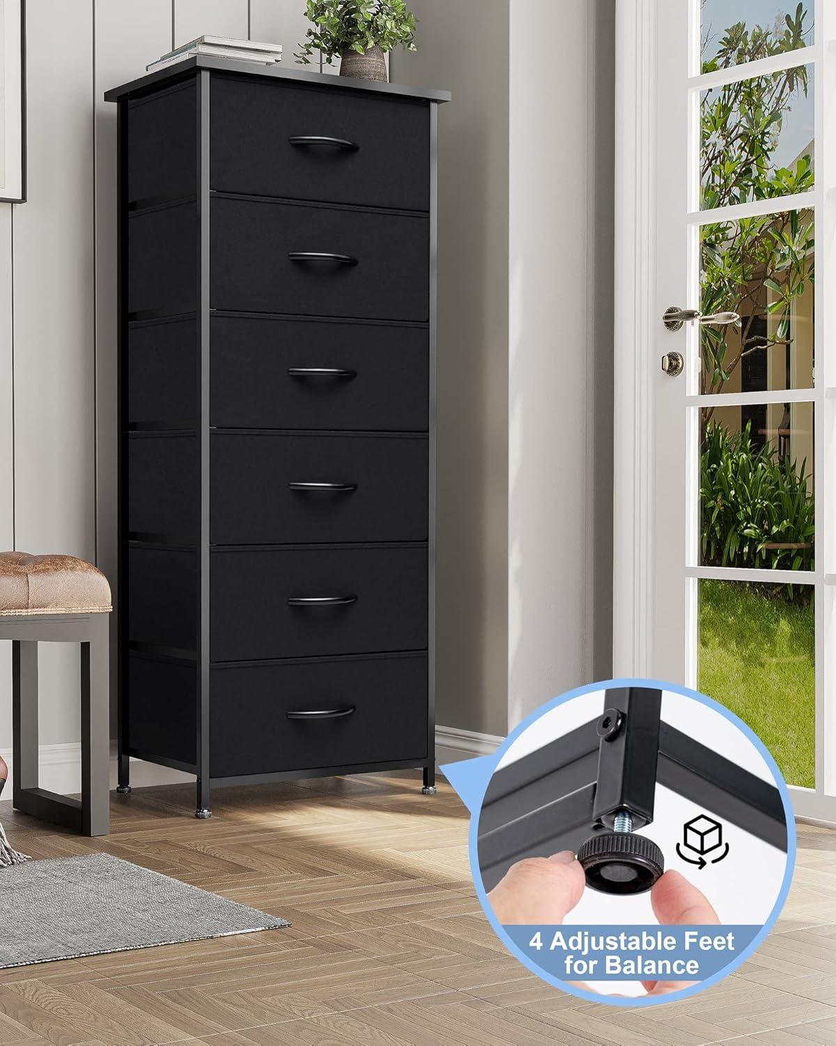 Crestlive Products 6 Drawers Vertical Dresser for Bedroom Storage Tower with Wood Top White