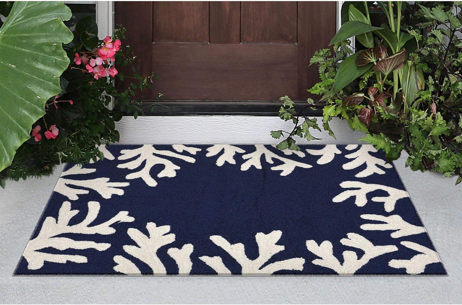 Liora Manne Capri Coral Border Indoor Outdoor Area Rug Navy