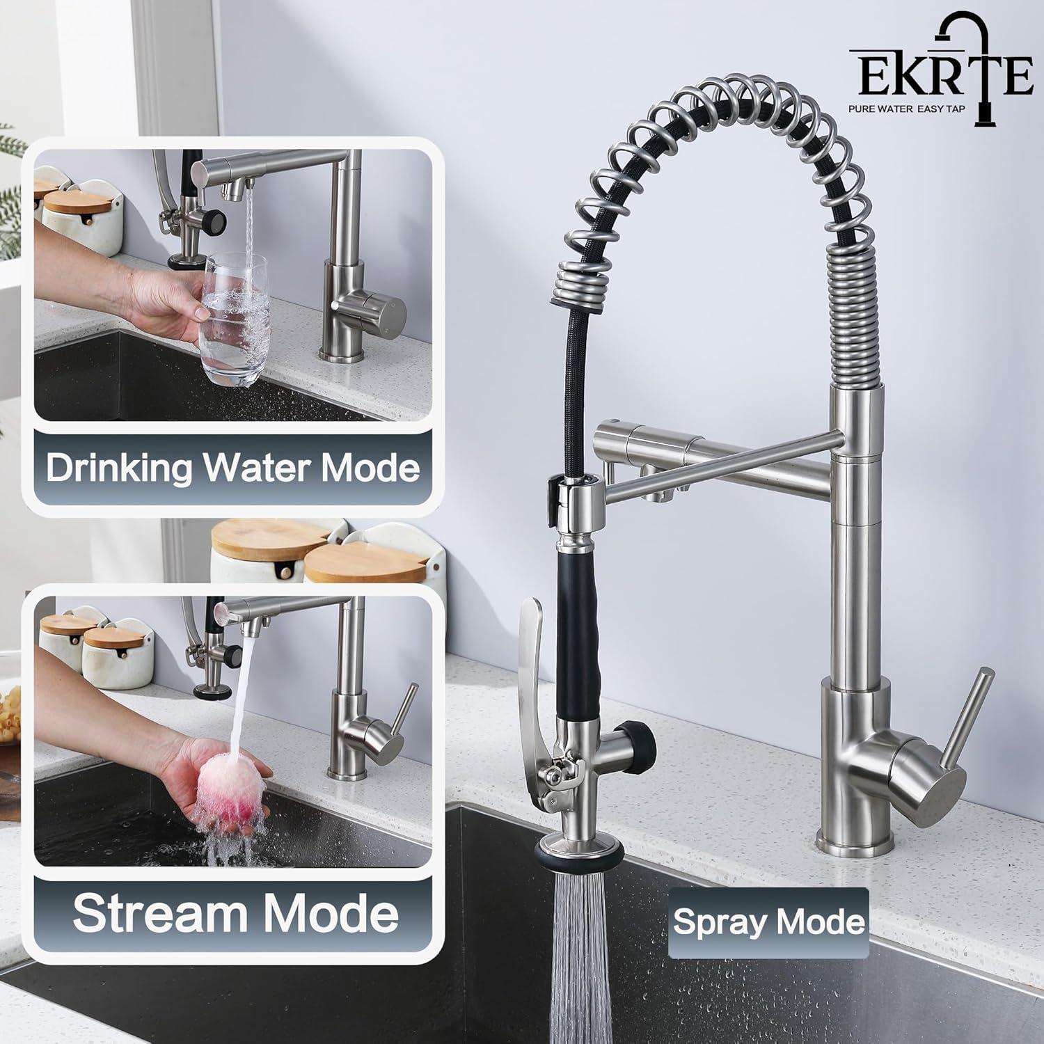 LOONGFIELD ASTARQ-W1932P172291 Kitchen Faucet Pull Down Sprayer Brushed Nickel,Single Handle Kitchen Sink Faucet