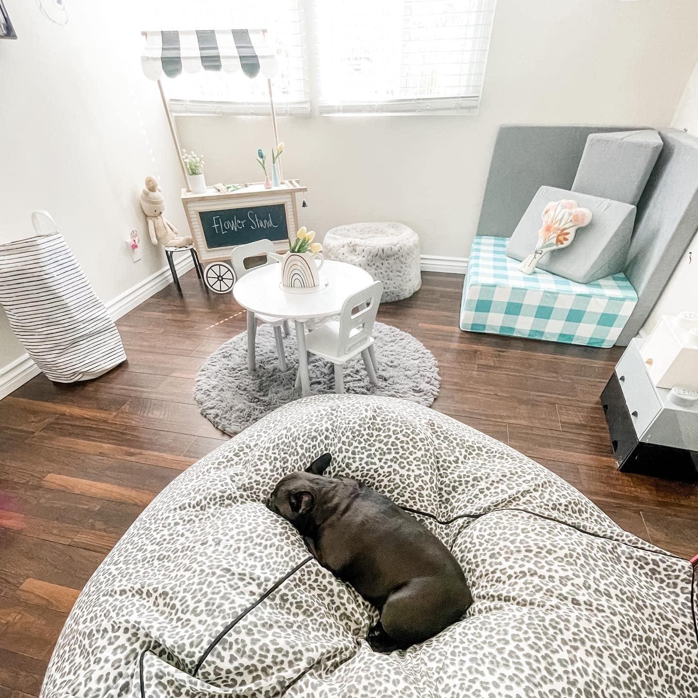 Gray and White Kids Round Storage Table with 2 Chairs