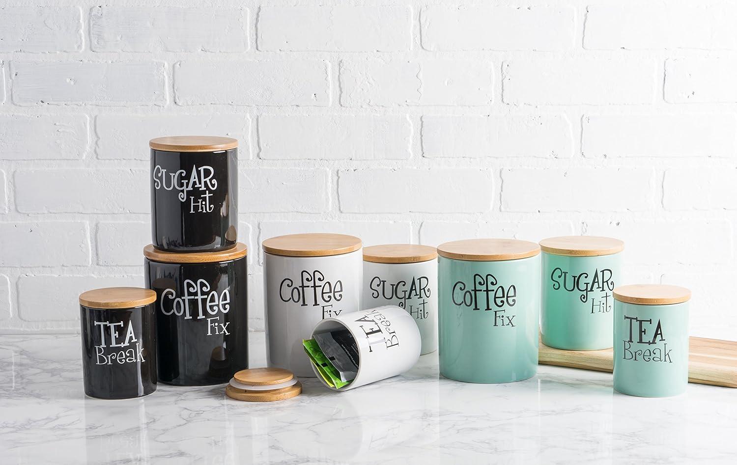 Everly Quinn 3 Pcs Ceramic Canisters Set for Sugar Coffee Tea, Luxurious Storage Containers Sets with Lids (Set of 3)