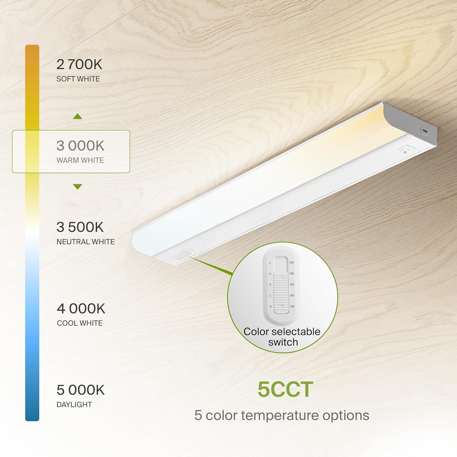 24 Inch White LED Under Cabinet Light with Switch