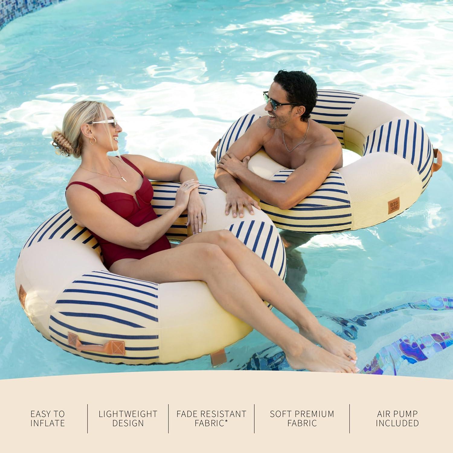 Big Joe Lux Ring Premium Pool Float, Cape Stripe, Durable UV Protected